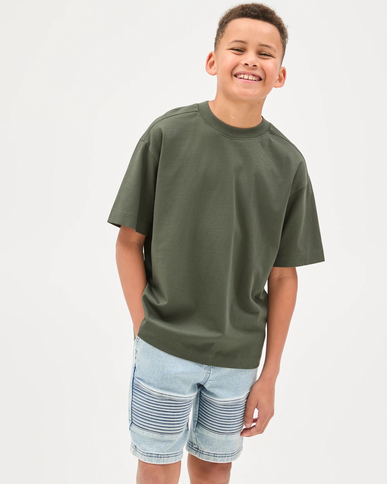 Australian Cotton Oversized Plain T-Shirt - Green 2 of 5