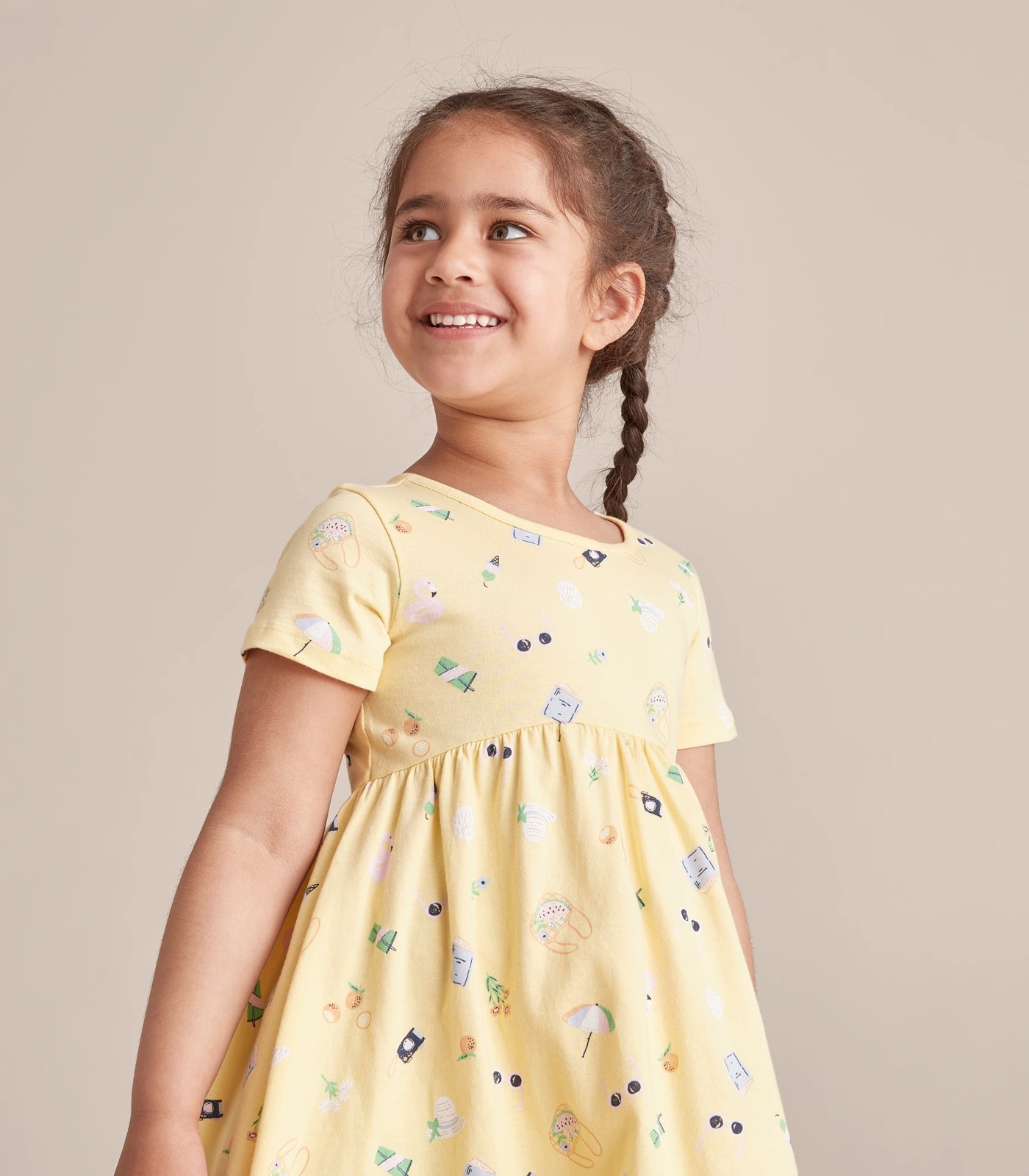 SE246586_08 SS DRESS AOP HOLIDAY YELLOW 3 of 5