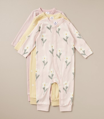 3 Pack Baby Organic Cotton Snap Coveralls