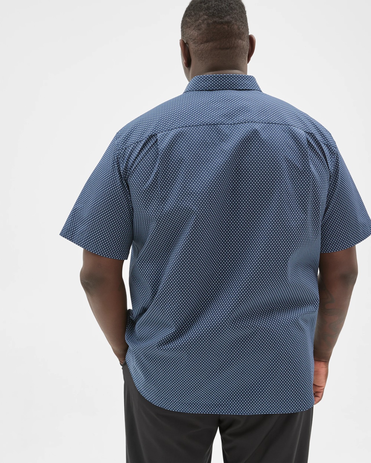 Plus Size Australian Cotton Short Sleeve Business Shirt - Navy Geo 6 of 6
