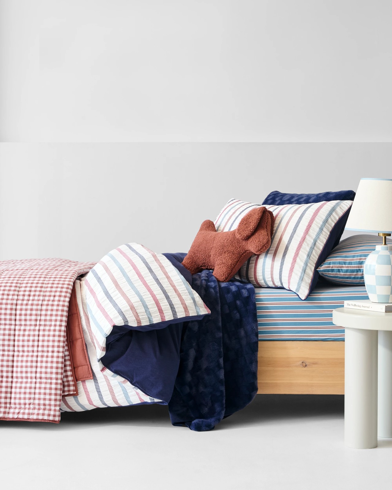 Frankie Waffle Stripe Seersucker Kids Quilt Cover Set 2 of 5