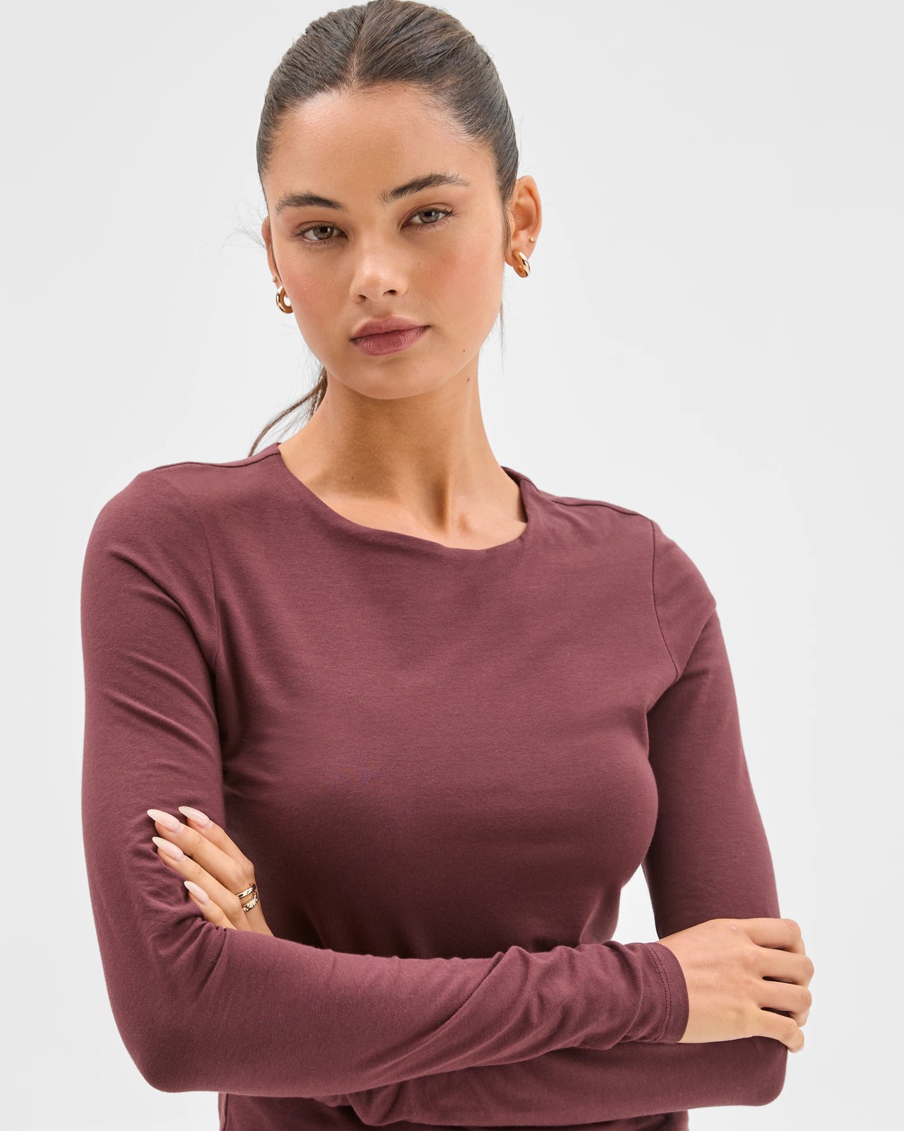Lily Loves Australian Cotton Crew Neck Top - Burgundy Rouge 4 of 5