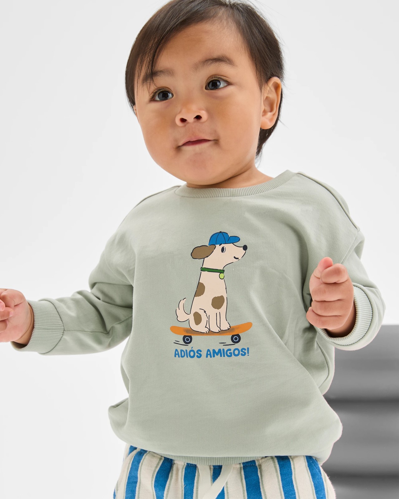 Baby Organic Cotton Jumper and Shorts Set - Sage 3 of 6
