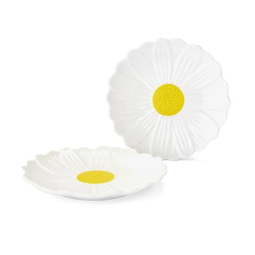 2 Pack White Daisy Side Plates - Anko