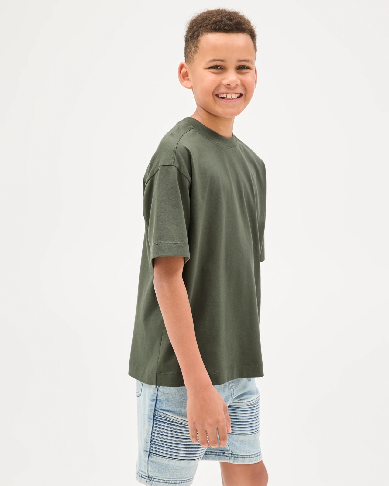 Australian Cotton Oversized Plain T-Shirt - Green 3 of 5