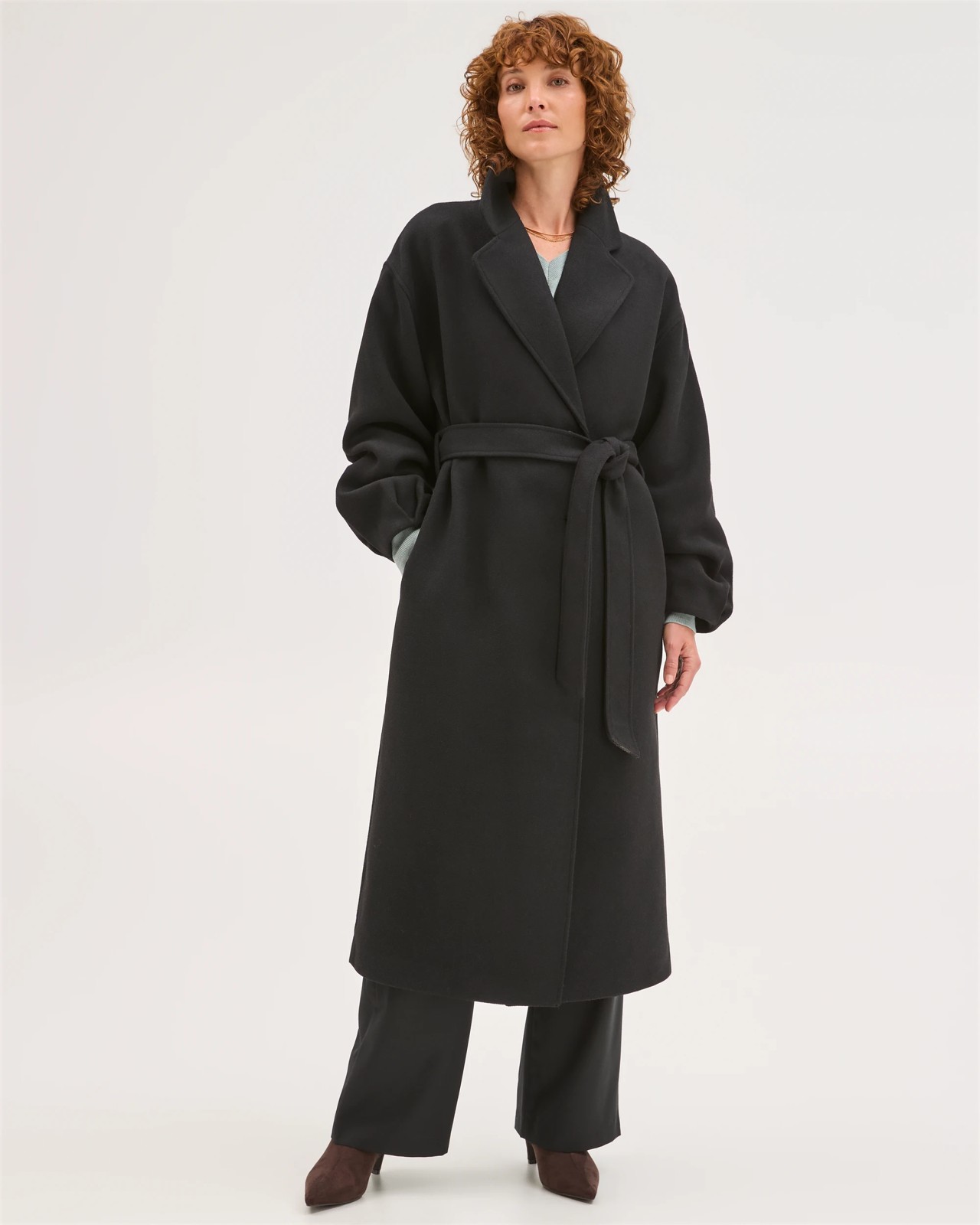 Preview Wrap Belted Coat - Black 4 of 5