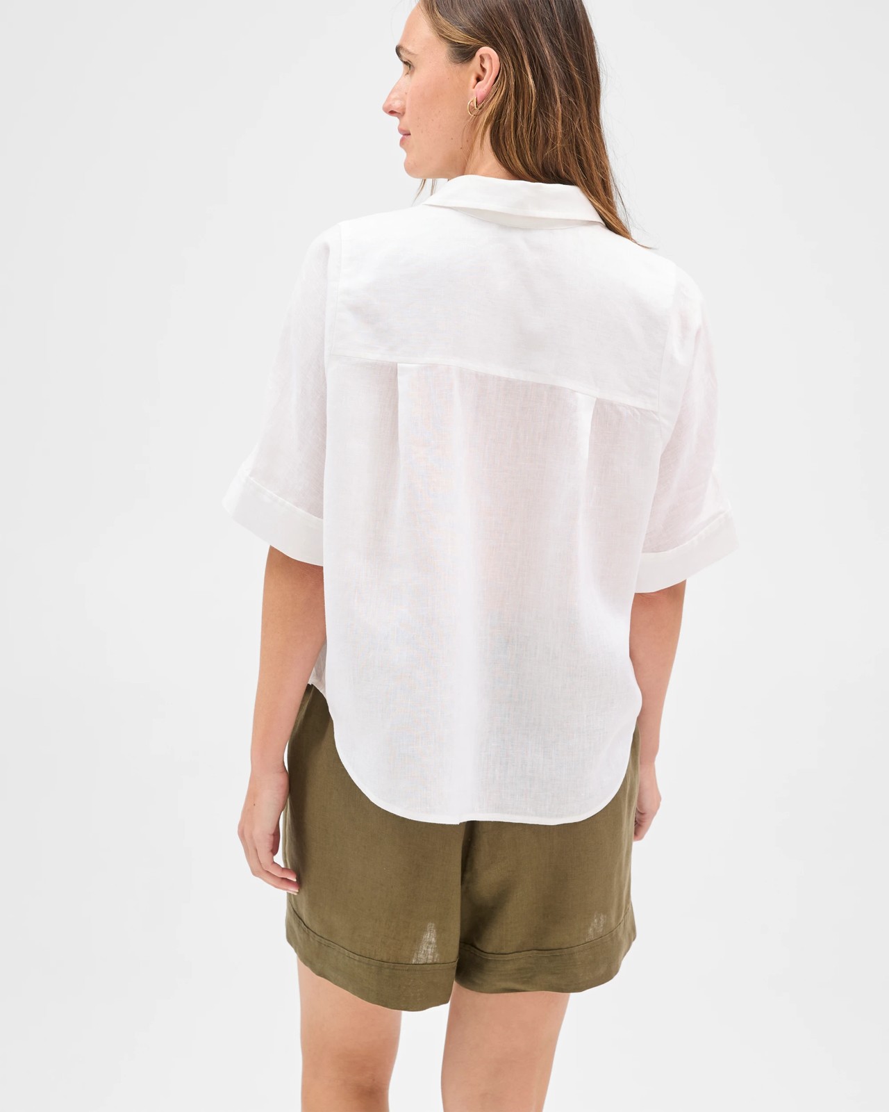 European Linen Short Sleeve Shirt - White 6 of 6
