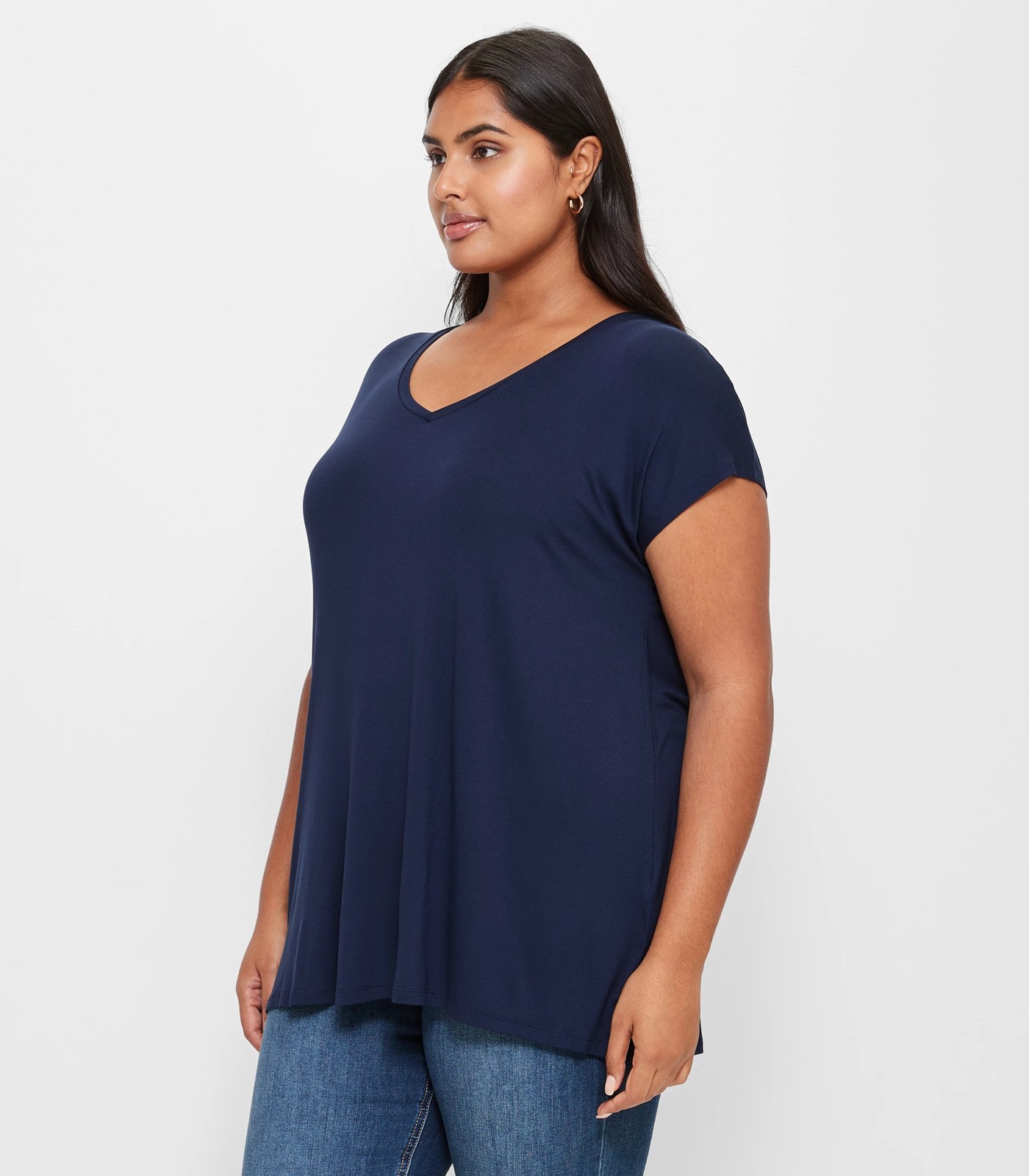 Plus Size V-Neck T-Shirt - Navy Blue | Target Australia