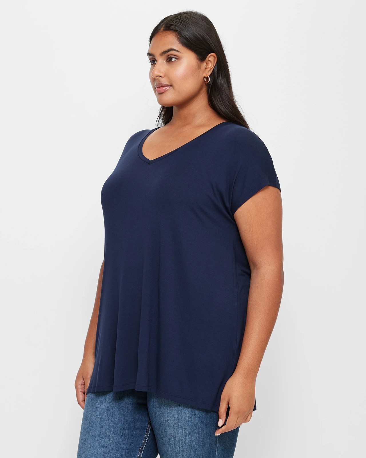 Plus Size V-Neck T-Shirt - Navy Blue | Target Australia