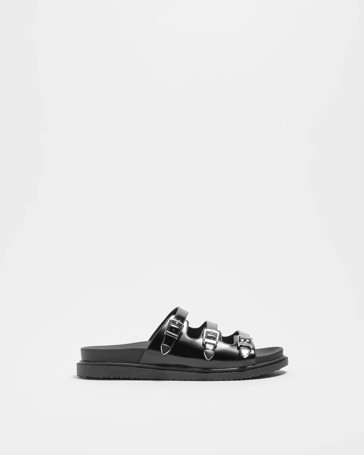 Womens Triple Strap Flat Sandal - Cyprus