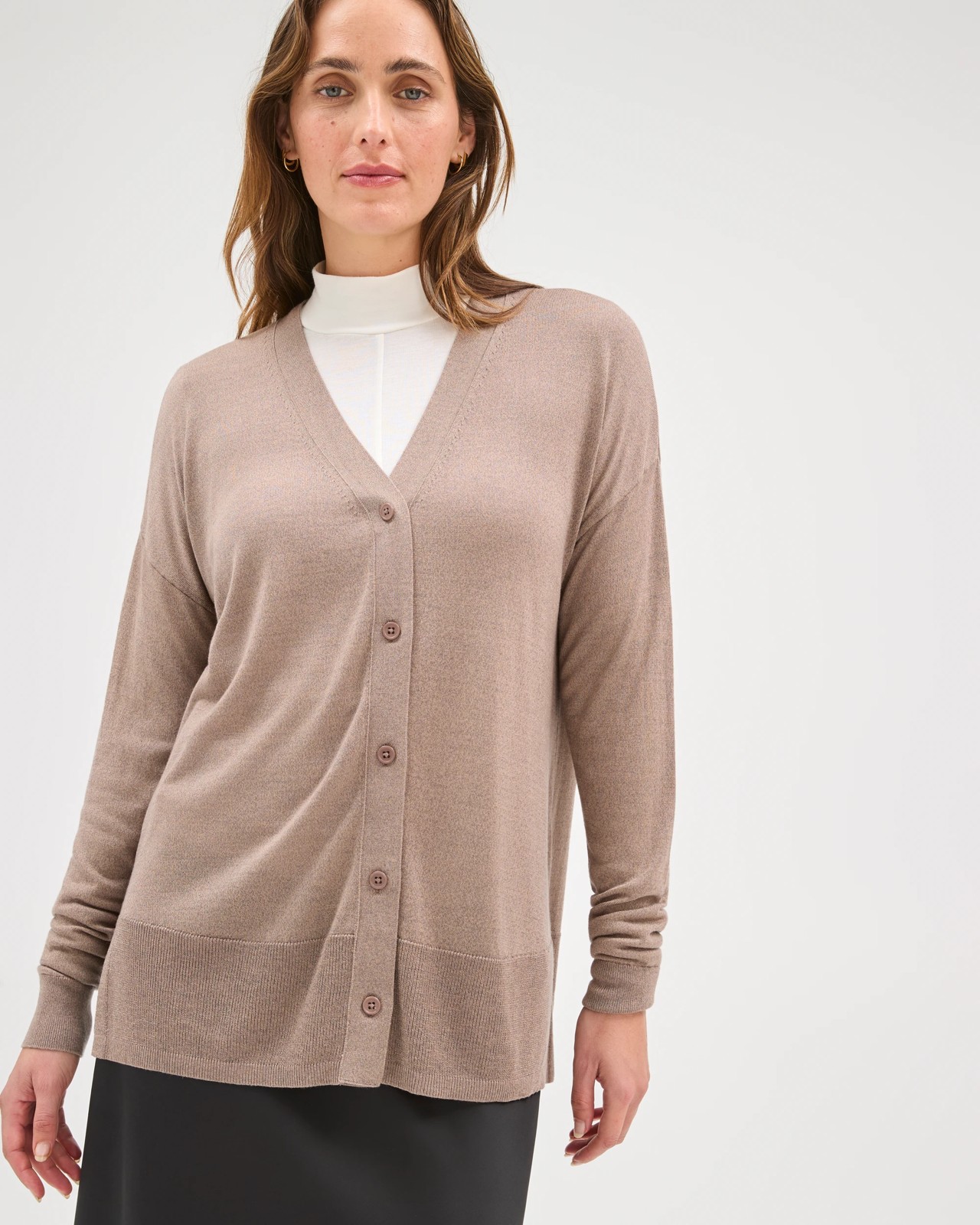 Preview Long Sleeve Boxy Cardigan - Parchment 4 of 6
