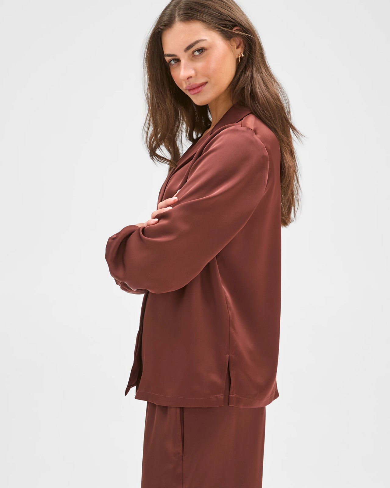 Petites Long Sleeve Satin Shirt 5 of 5