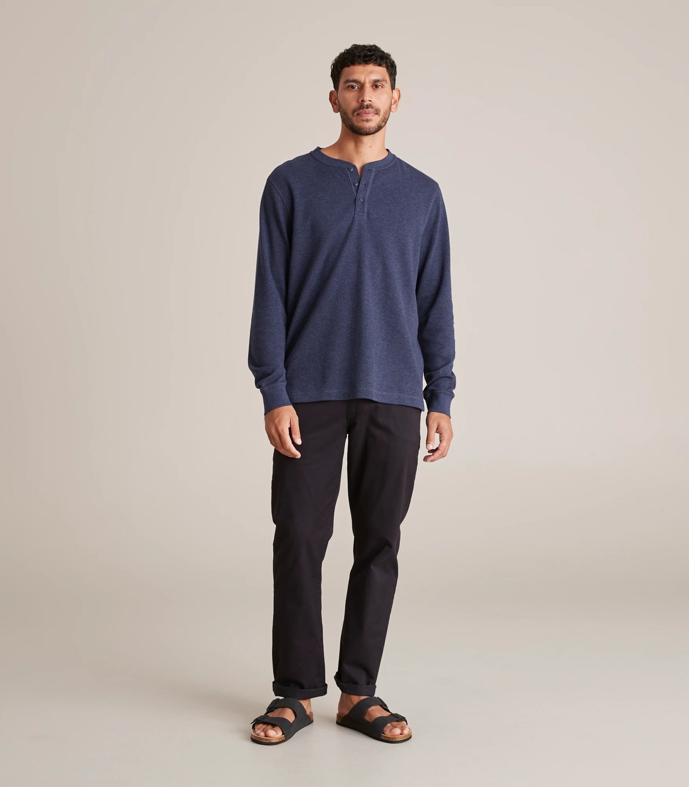 Long Sleeve Waffle Henley Top 2 of 6