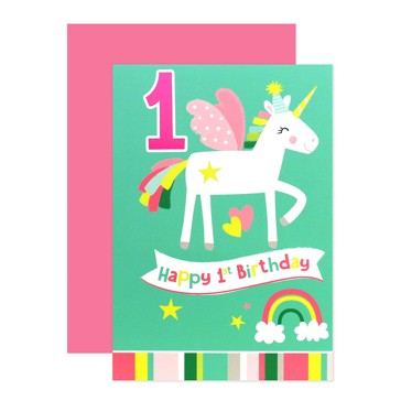 Connections from Hallmark 1st Birthday Card - Unicorn