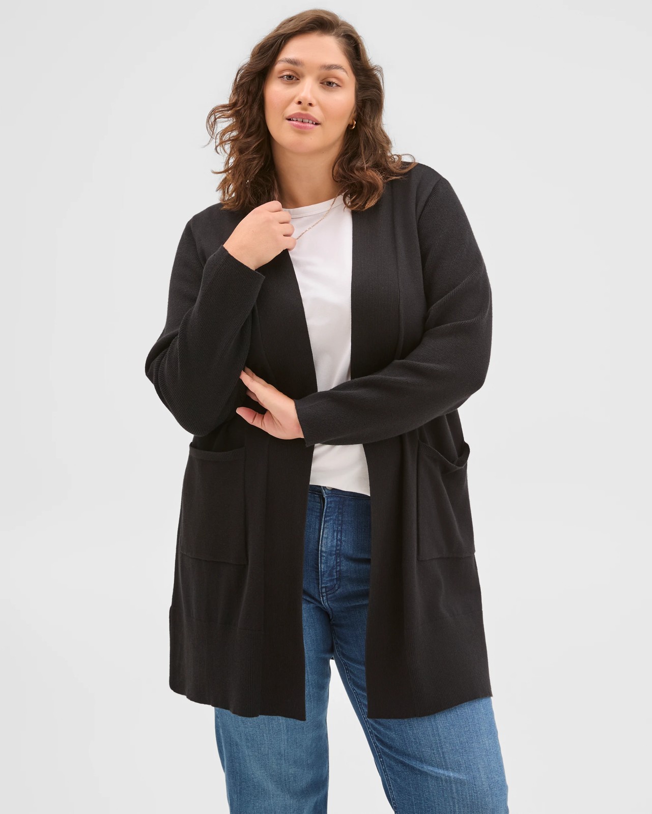 Curve Australian Cotton Blend Edge To Edge Longline Rib Cardigan 2 of 6