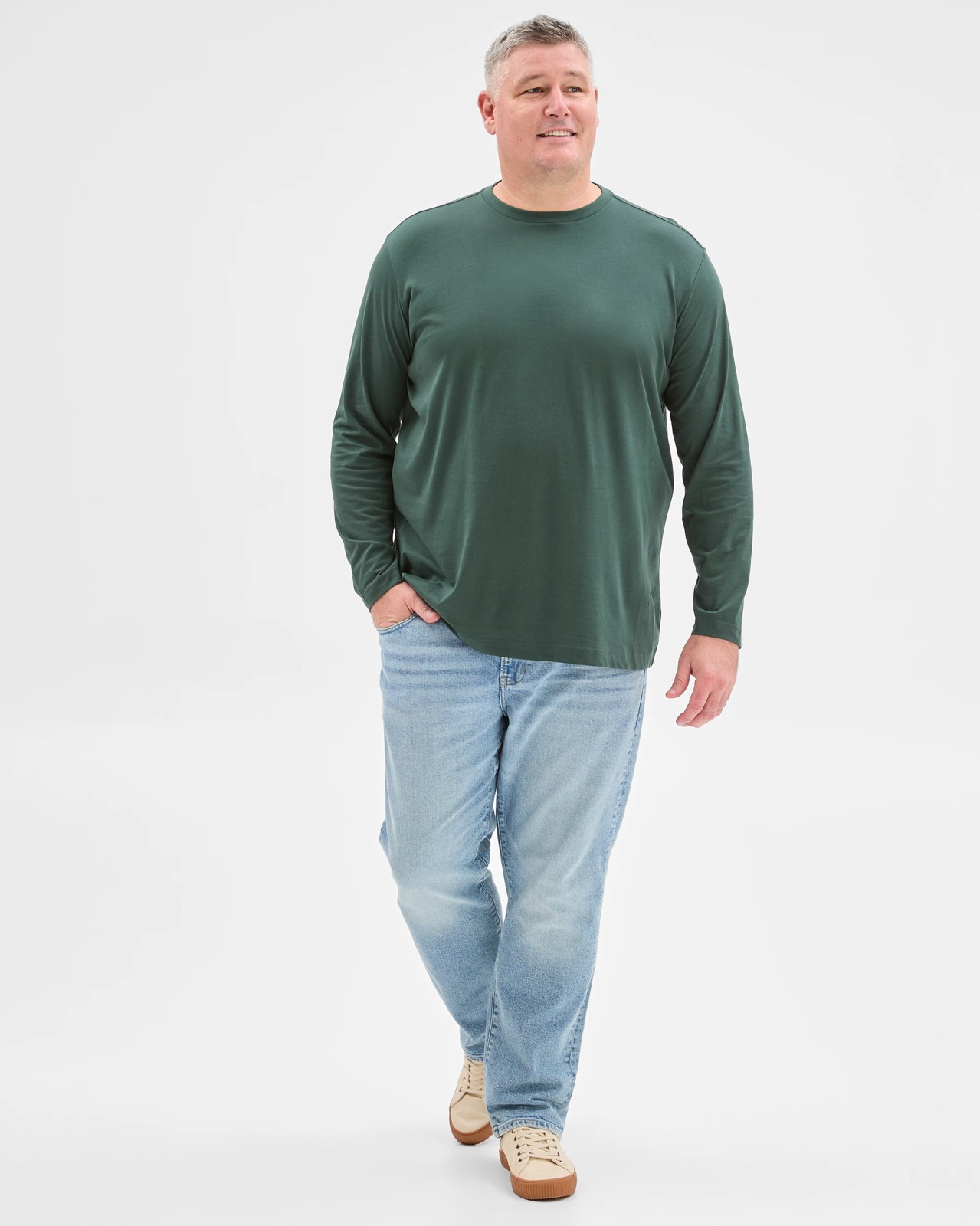 Plus Size Australian Cotton Long Sleeve T-Shirt - Winter Green 3 of 6