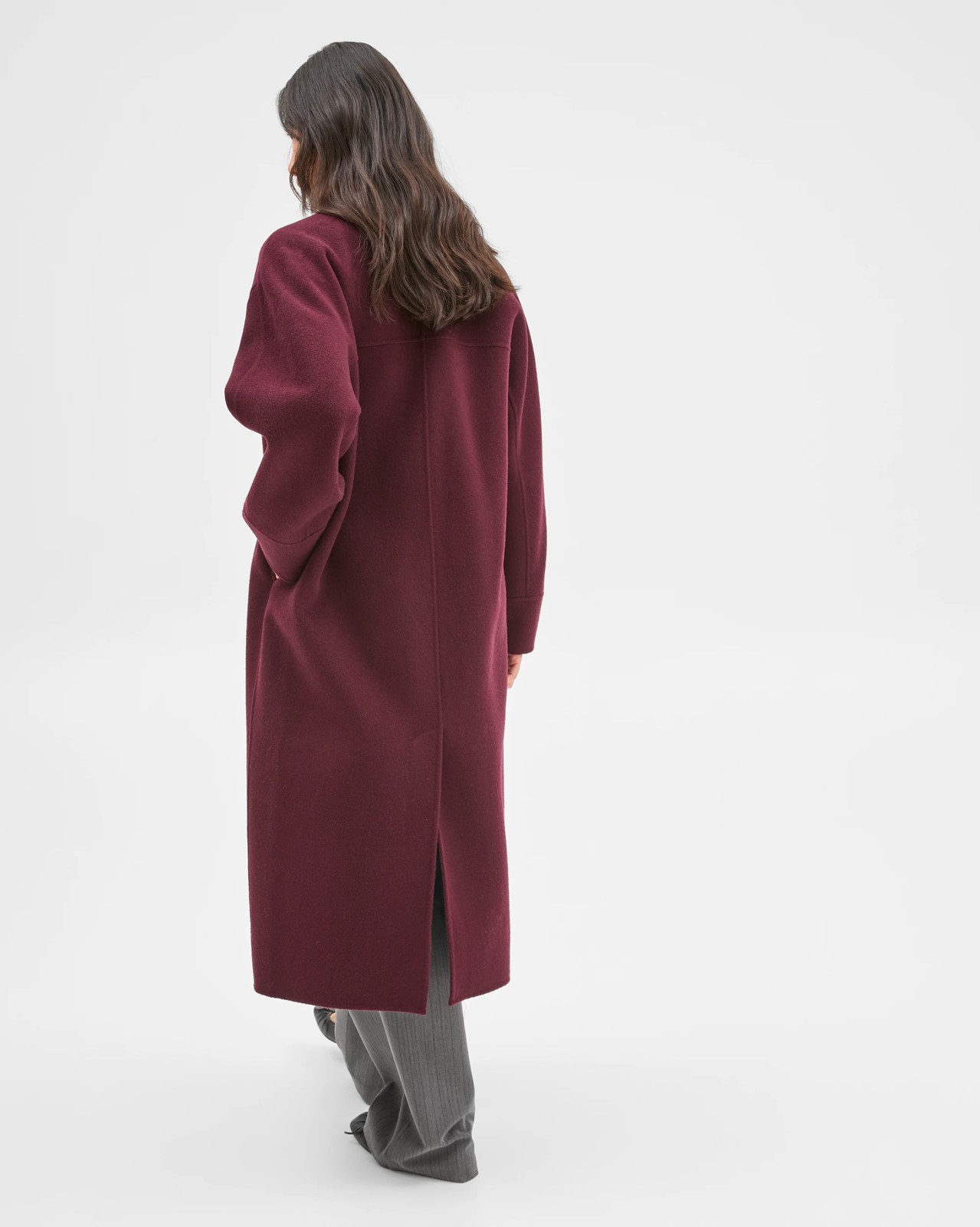 Preview Wool Blend Double Breasted Cocoon Coat - Pinot 5 of 5