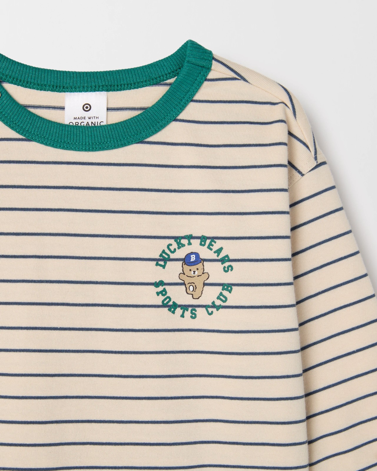 Baby Organic Cotton Long Sleeve Stripe T-Shirt - Whitecap Gray 2 of 2