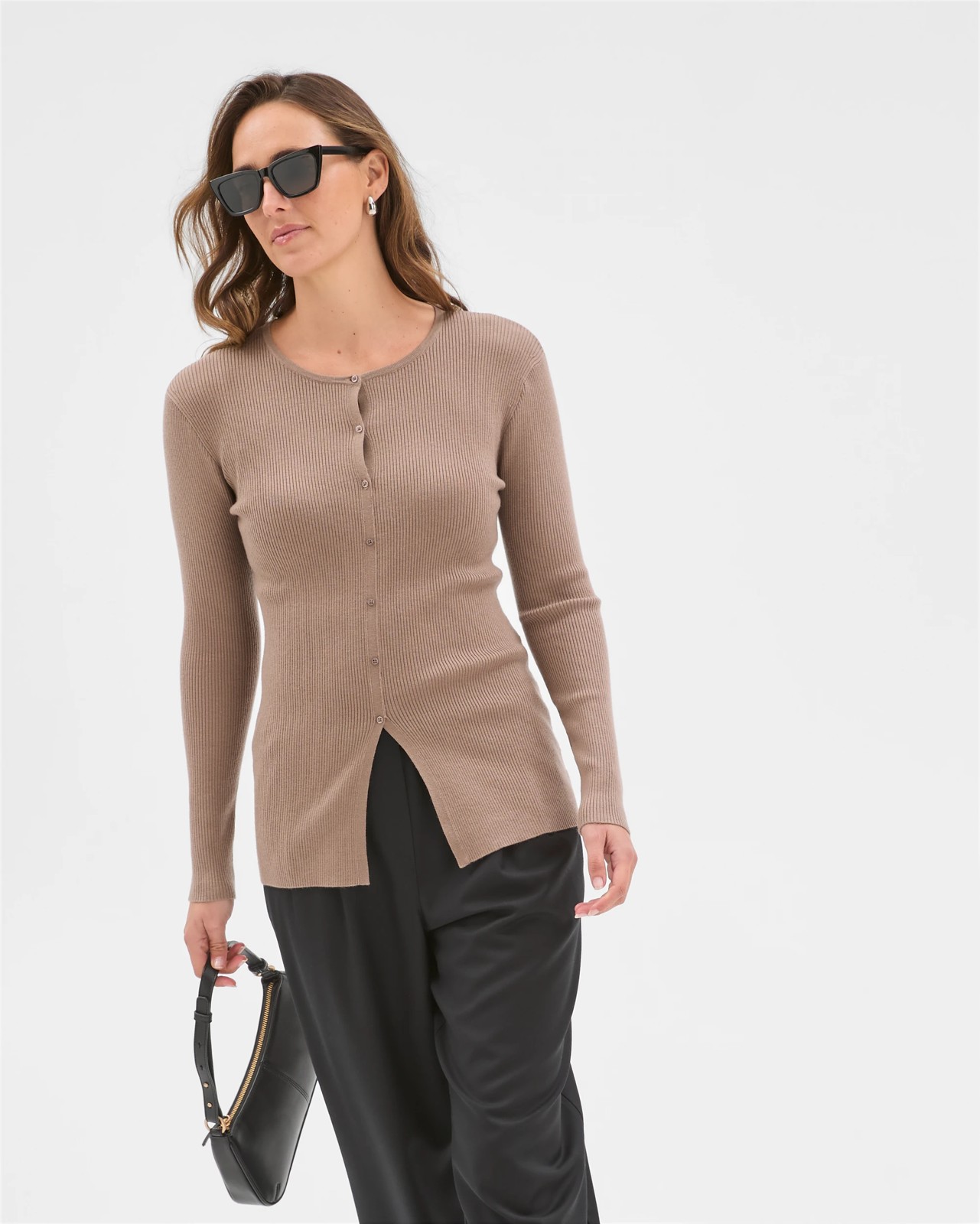 Preview Long Sleeve Button Detail Knit Top 2 of 6