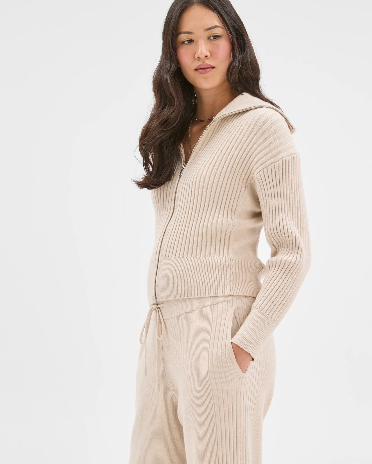 Clean Knit Rib Lounge Pants - Birch Marle 3 of 5