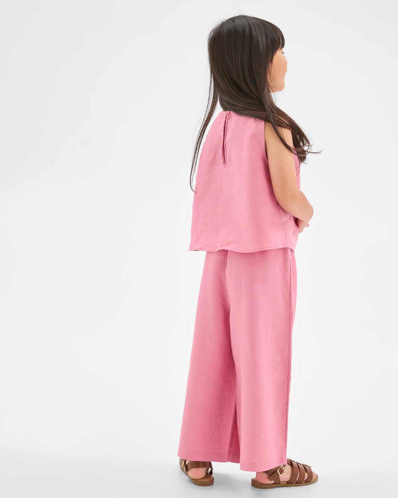 European Linen Wide Leg Co-Ord Pants - Pink 4 of 6
