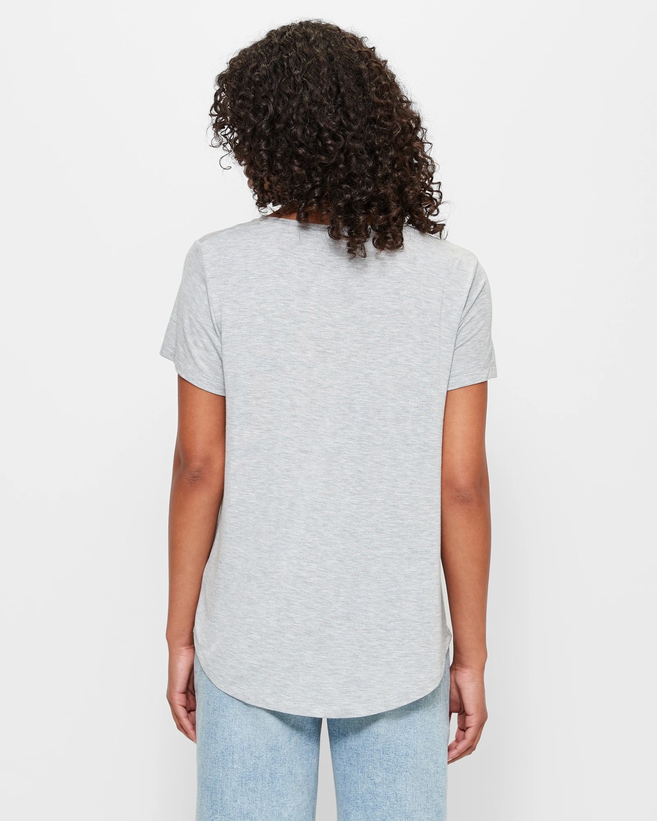 Viscose/Elastane V-Neck T-Shirt - Grey Marle