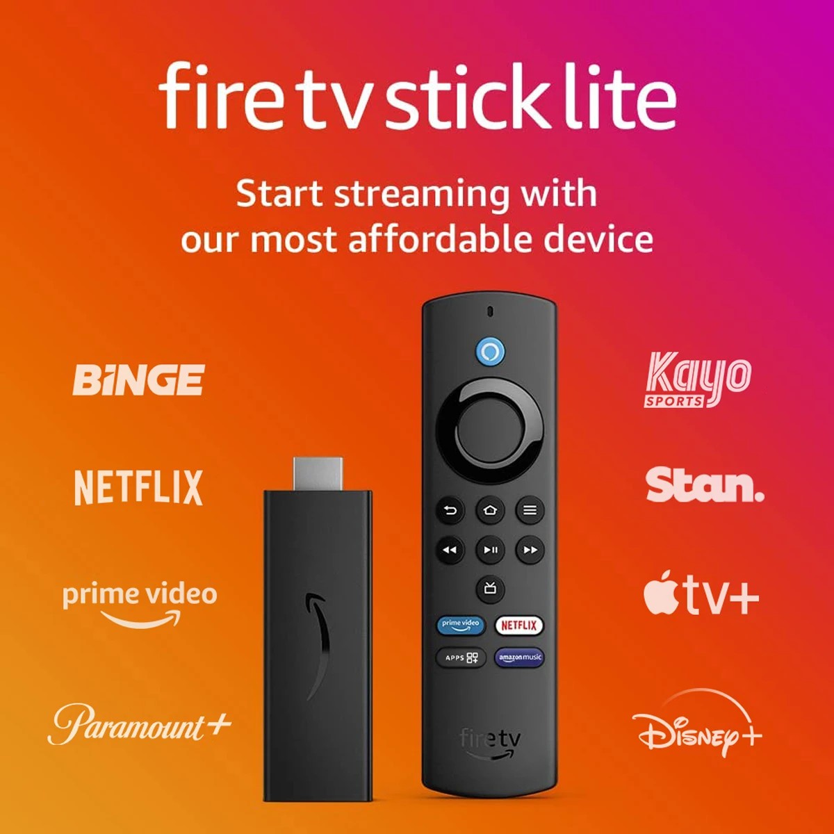 Fire TV Stick Lite Essentials Bundle with USB Power Cable