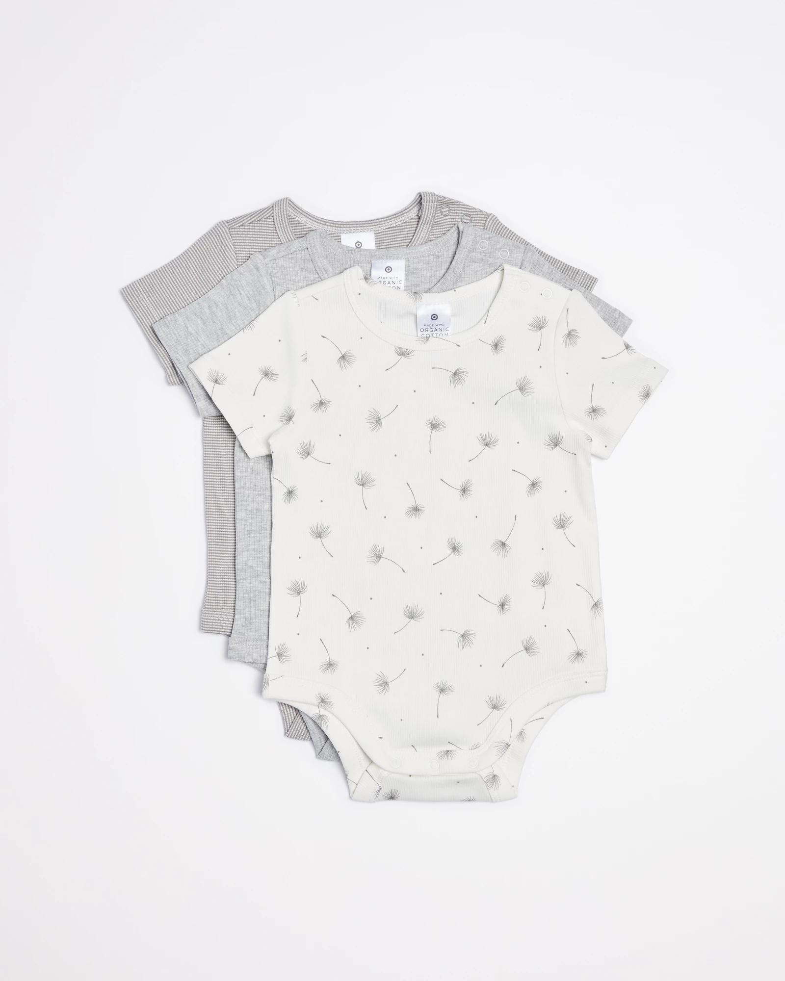 3 Pack Baby Organic Cotton Rib Bodysuits