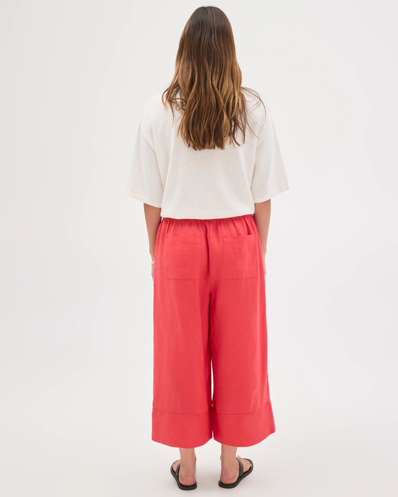 European Linen Cropped Pants - Cranberry 6 of 6