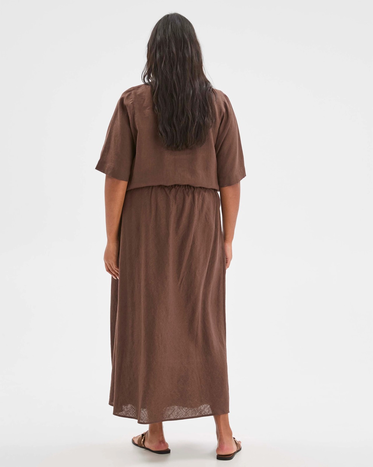 Plus Size European Linen Seam Detail Midi Skirt 5 of 5
