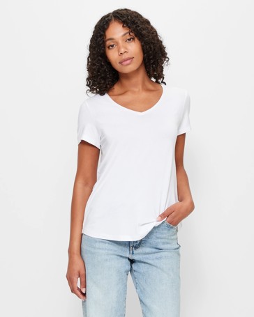 Viscose/Elastane V-Neck T-Shirt