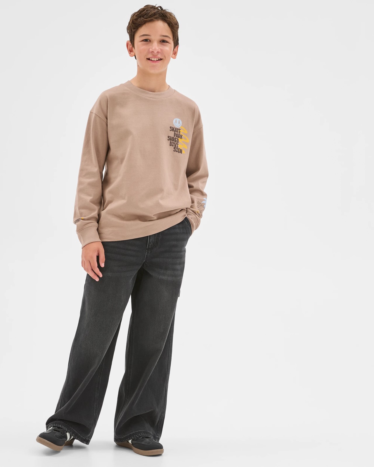 Australian Cotton Long Sleeve Heavyweight T-Shirt - Taupe 2 of 5