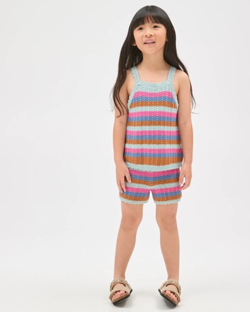 Australian Cotton Crochet Tank Top and Shorts Set