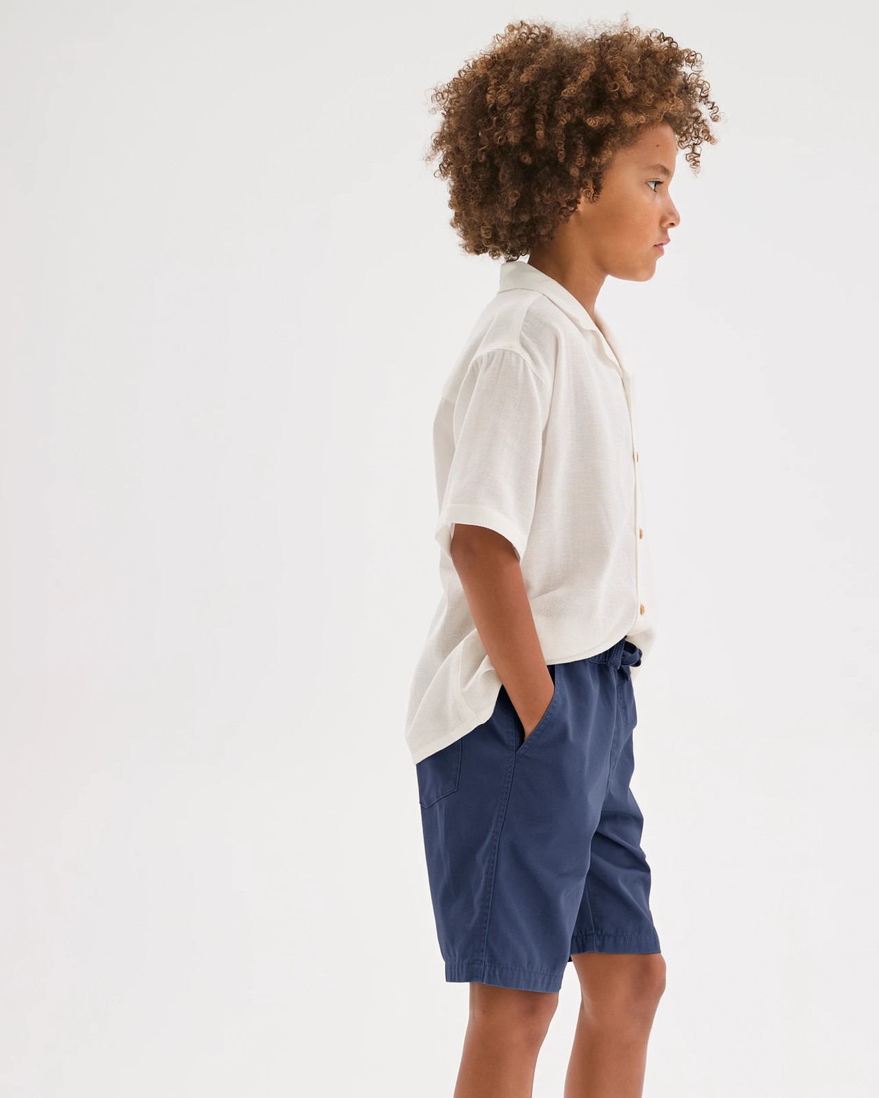 Elastic Waist Chino Shorts - Navy 4 of 6