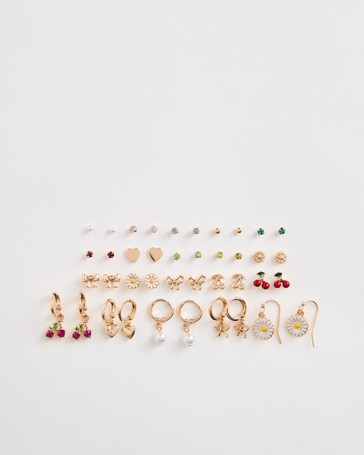 20 Pack Flower Huggie Stud Earrings