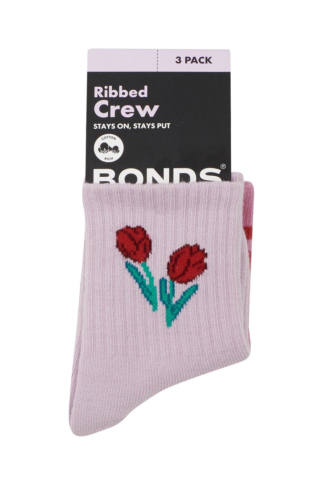 Bonds Baby 3 Pack Pattern Rib Crew Socks  3 of 5