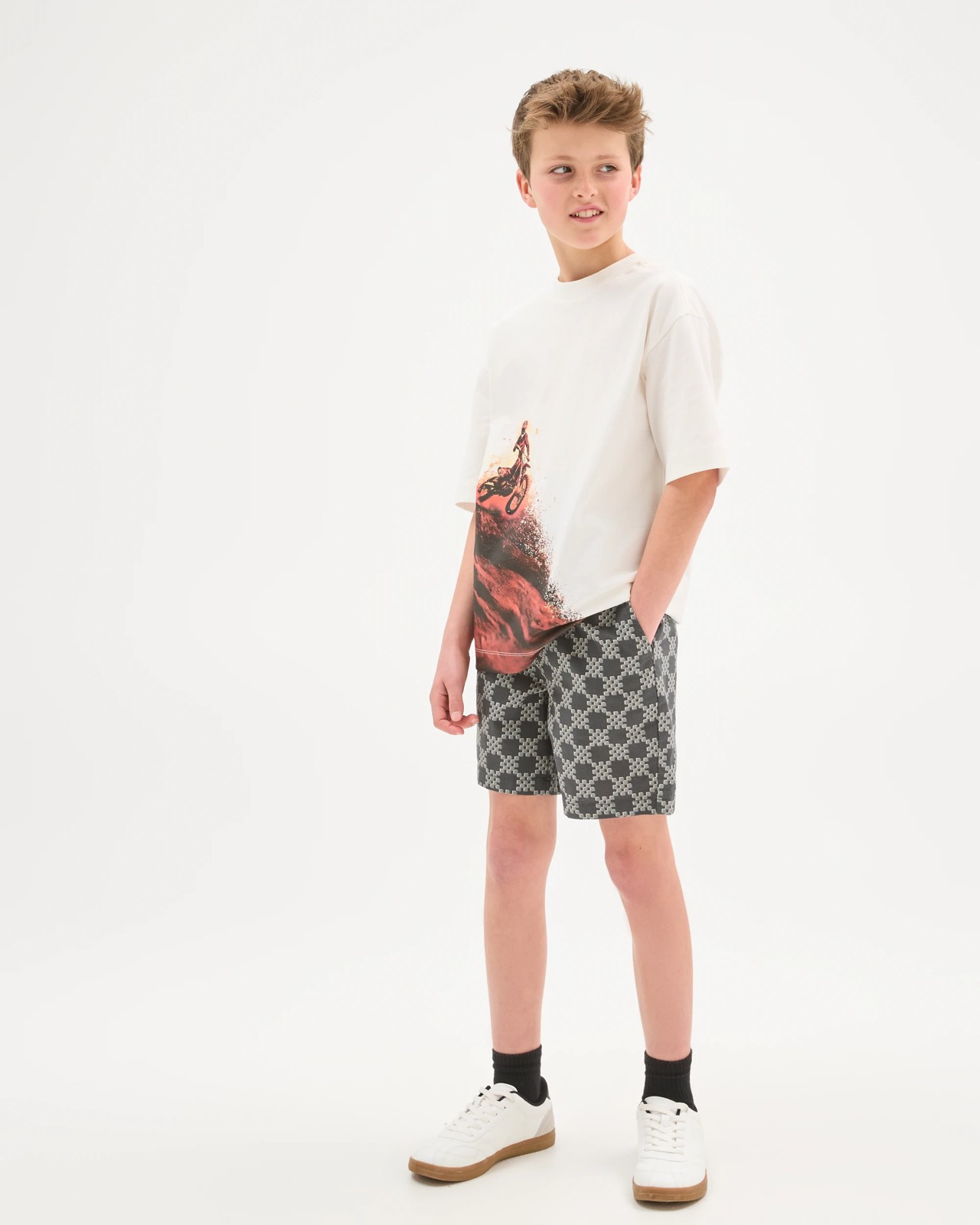 Australian Cotton Graphic Print T-Shirt - Moto Off White 2 of 6