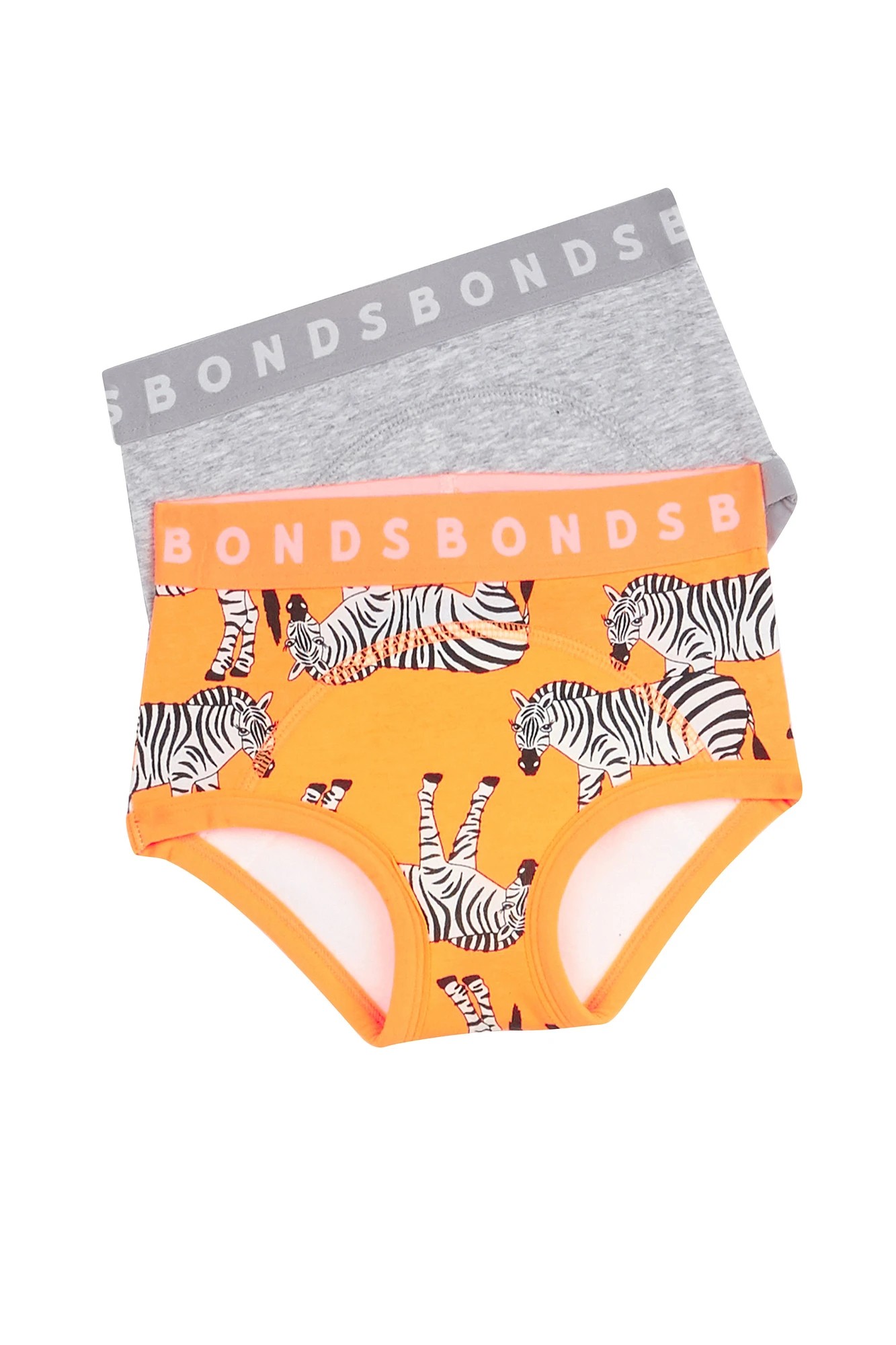 Bonds Whoopsies Toilet Training Underwear - 2 Pack - Grey Orange Zebra