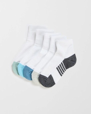 Australian Cotton Blend Sport Quarter Crew Socks 5 Pack - Maxx