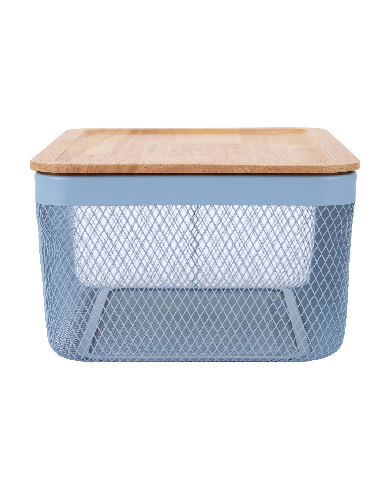 Anko Large Basket with Wooden Lid - Blue 3 of 5