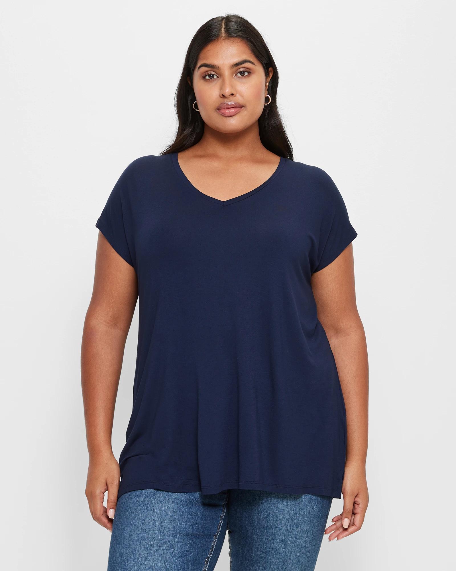 Navy blue on sale plus size shirt