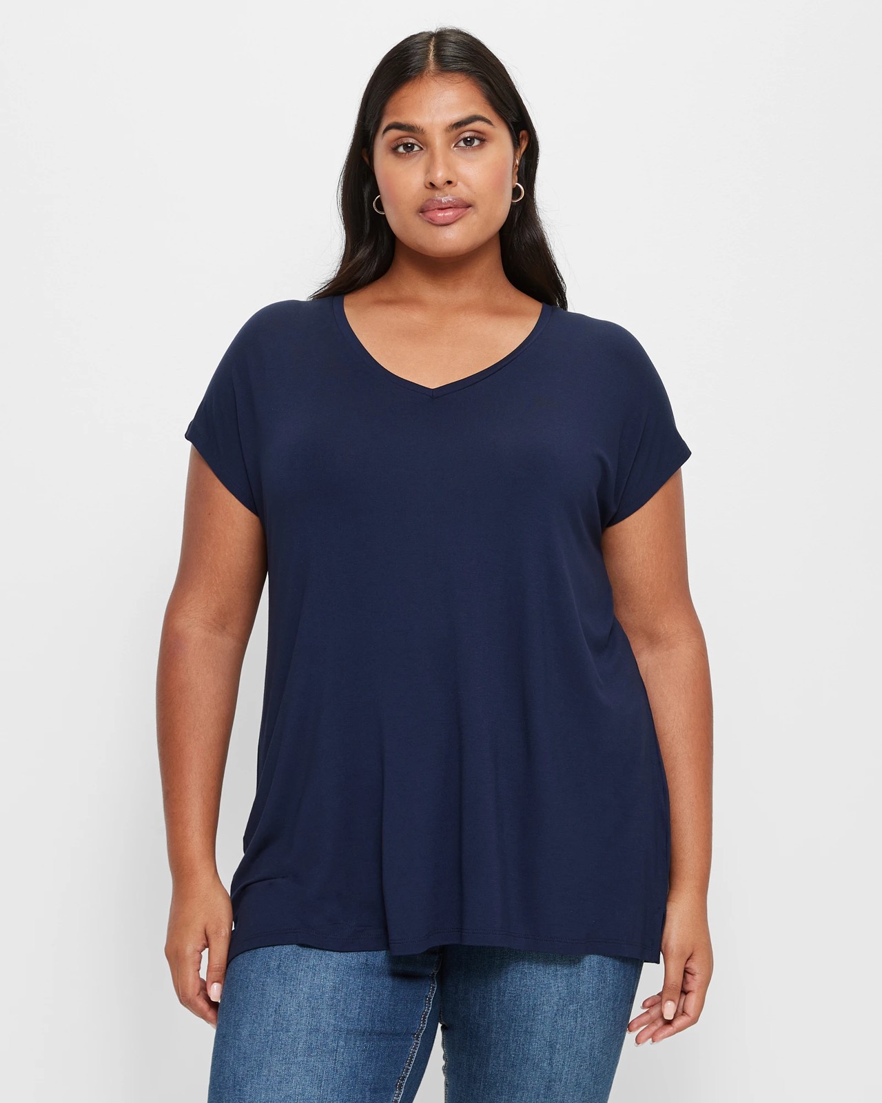 Plus Size V-Neck T-Shirt - Navy Blue | Target Australia