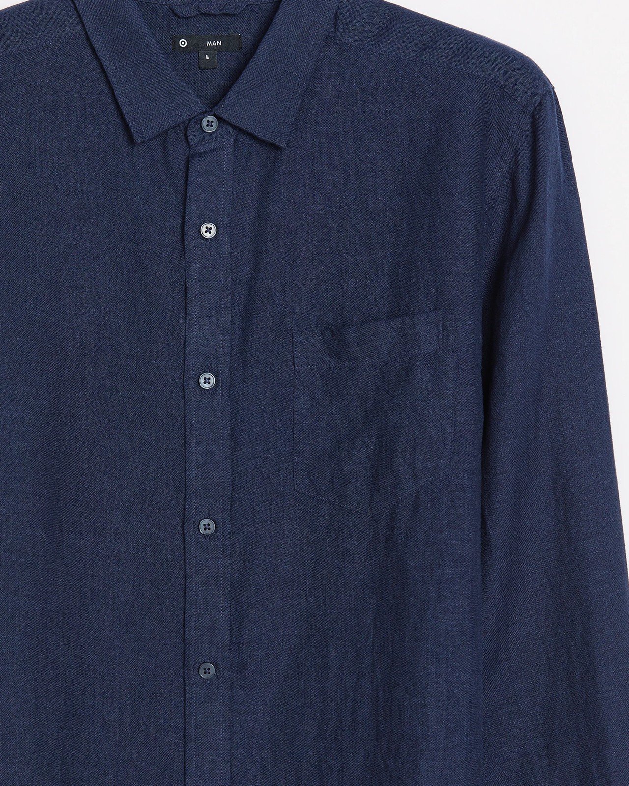 European Linen Long Sleeve Shirt in Stone Blue color