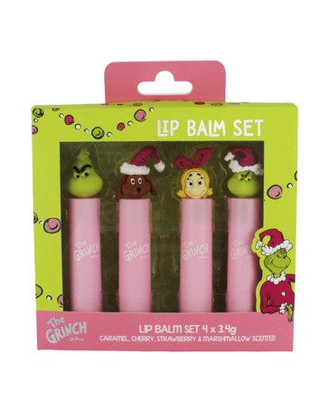 The Grinch 4 Pack Lip Balm Set - Caramel, Cherry, Strawberry and Marshmallow Scented