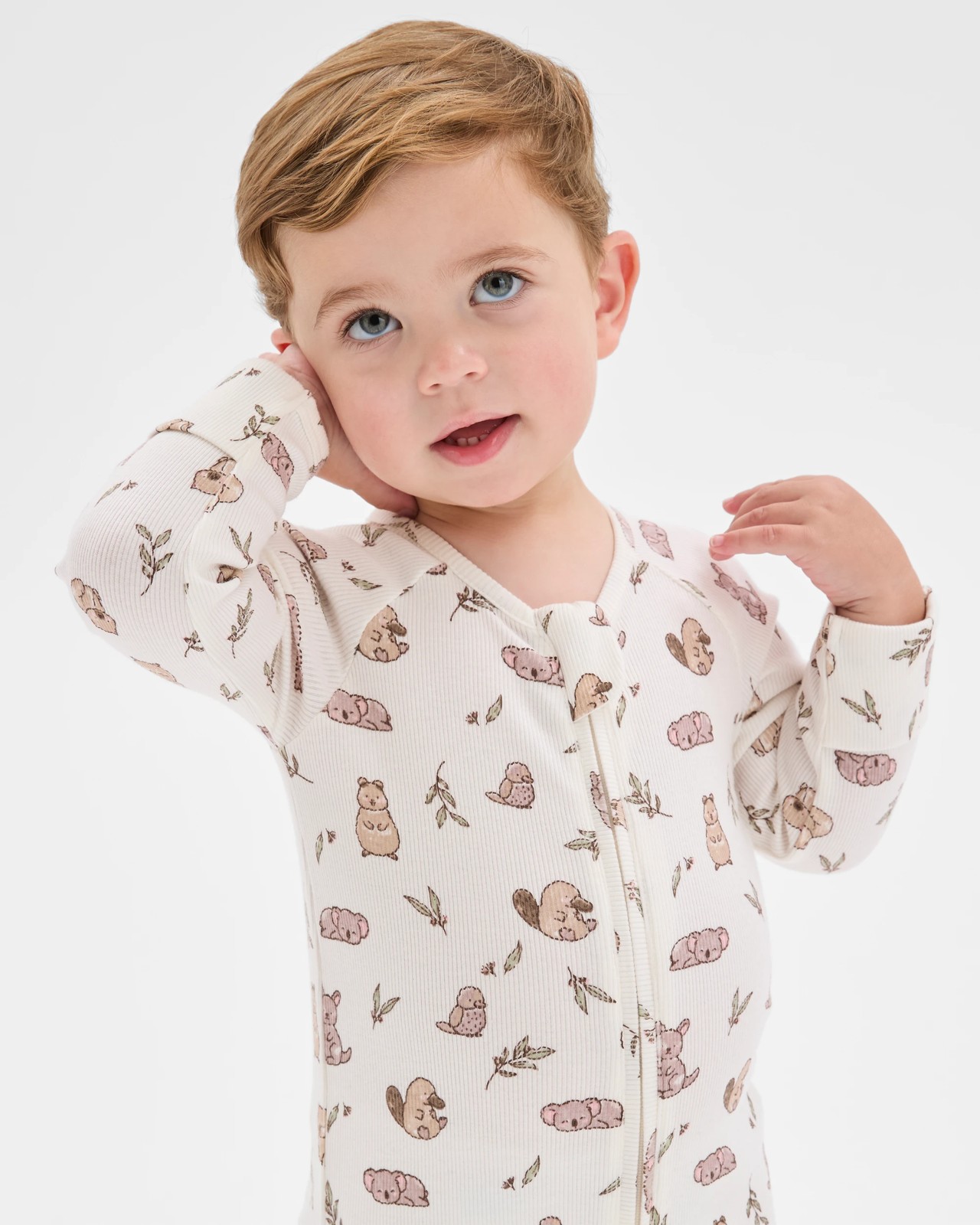 Baby Organic Cotton Rib Zip Footless Coverall - Australiana 4 of 4