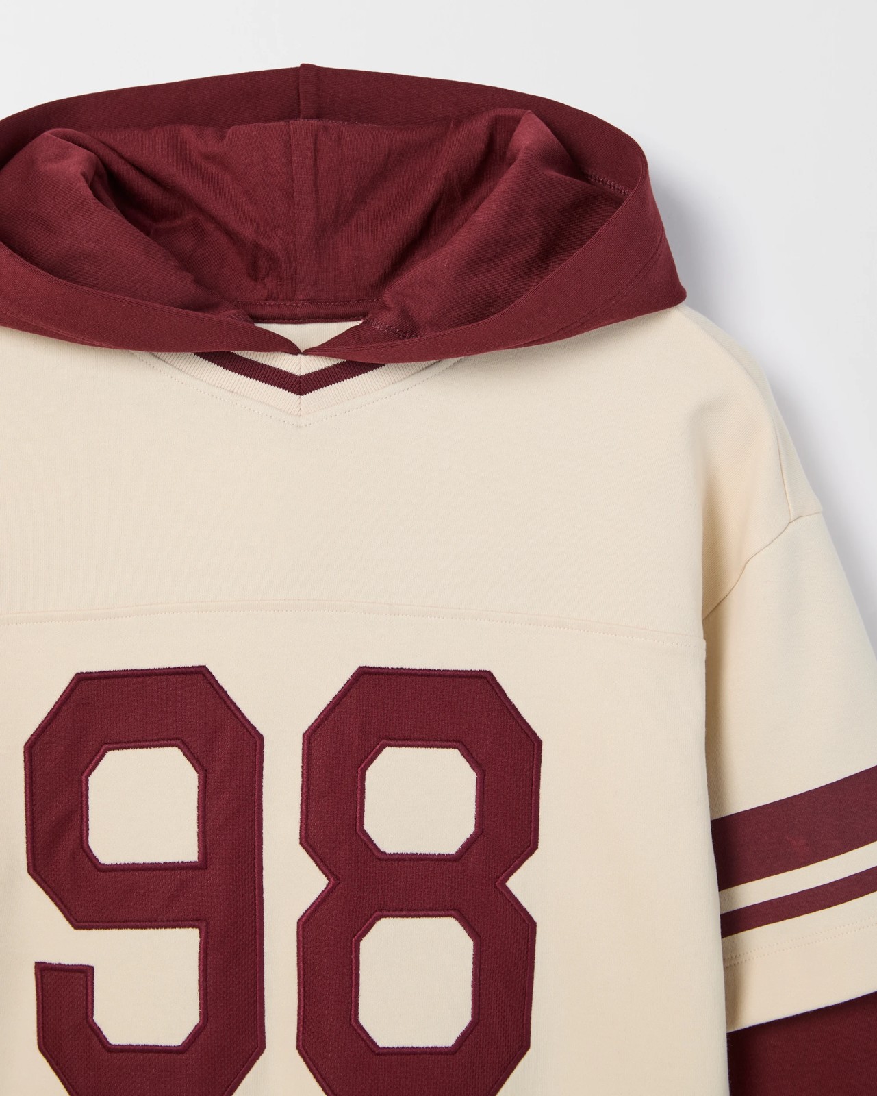 Australian Cotton Blend Long Sleeve Hooded T-Shirt - Burgundy 2 of 2