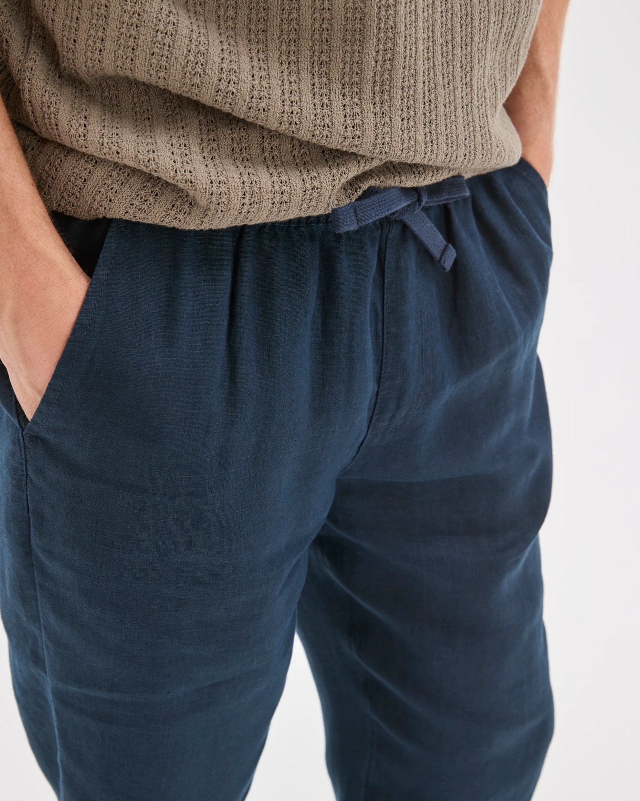 European Linen Full Length Pants - Navy 5 of 5