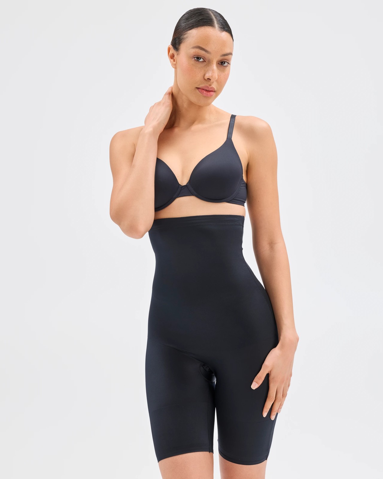 Barely There No Visible Panty Line High Waisted Thigh Shaper Shorts - Black 2 of 6