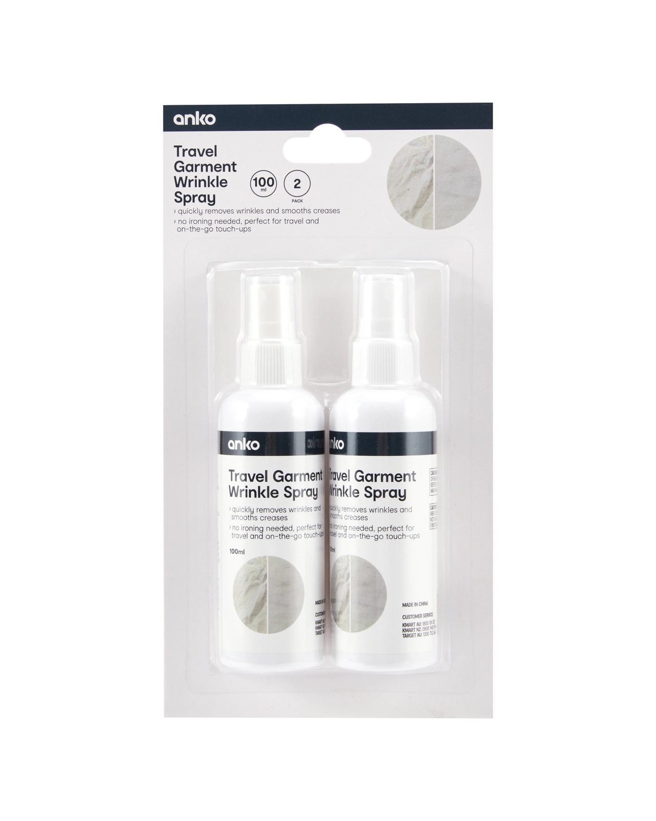 Anko 2 Pack Travel Garment Wrinkle Spray 5 of 5
