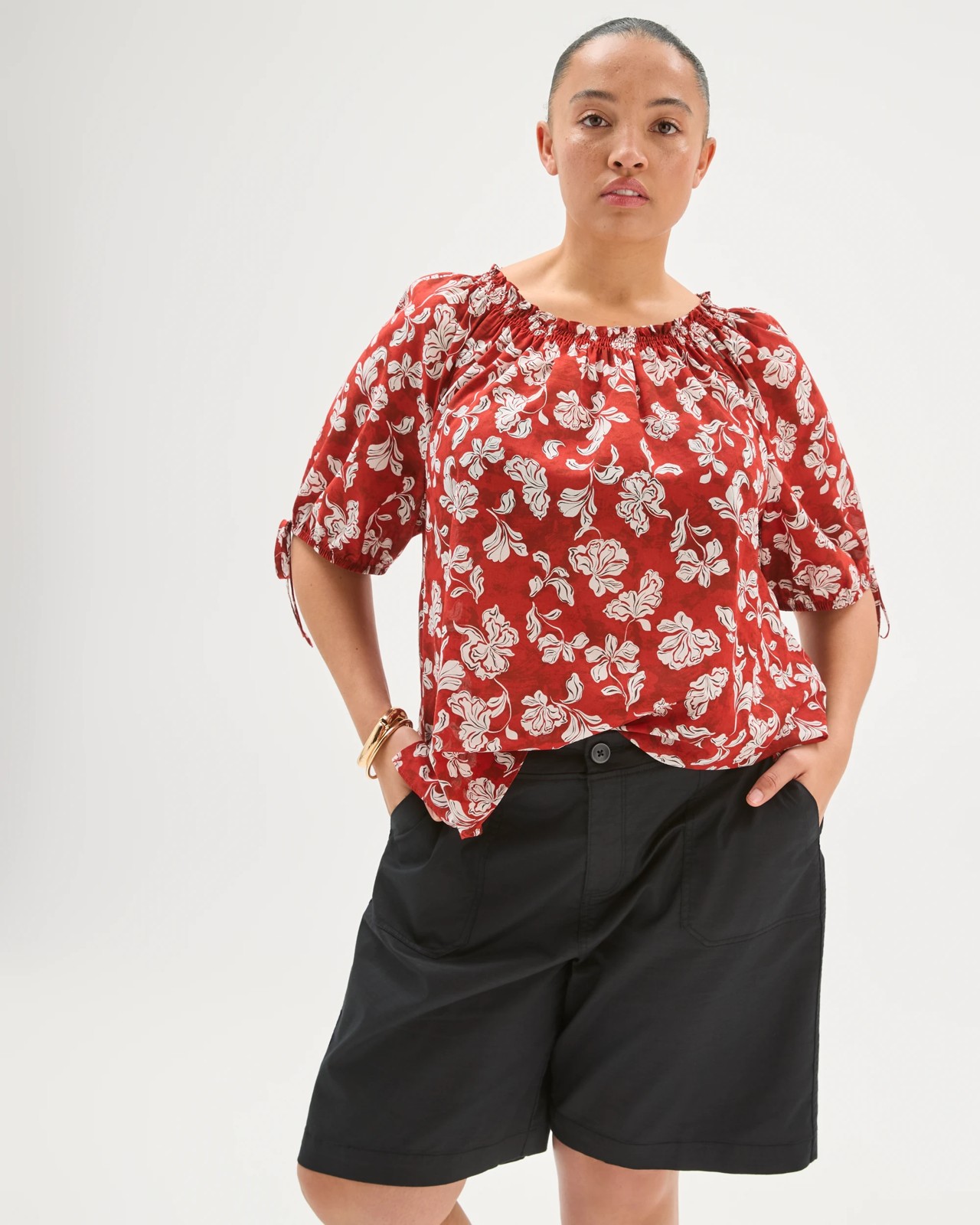 Plus Size Stretch Twill Pull On Bermuda Shorts 5 of 6